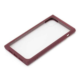 iPhone 11 ケース レッド ガラスタフケース カバー スクエア 四角 カスタマイズ クリア 透明 シンプル おしゃれ PGA