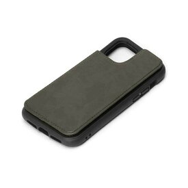 iPhone 12mini ケース ブラック 手帳型カバー バックフリップ ポケット シンプル おしゃれ PGA