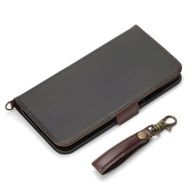iPhone 12 12Pro ケース ブラック 手帳型カバー PUレザー 高級感 フィンガーストラップ カードポケット シンプル おしゃれ PGA