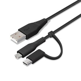 スマートフォン ケーブル 15cm レッド&ブラック Type-C micro USB 変換コネクタ付き 2in1 USB PGA