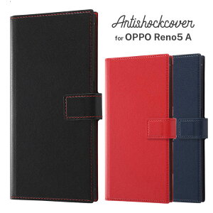 OPPO Reno5 A ケース ブラックレッド ダークネイビー レッド 手帳型 耐衝撃 カバー カードポケット 収納 マグネット スタンド シンプル オシャレ 保護 イングレム