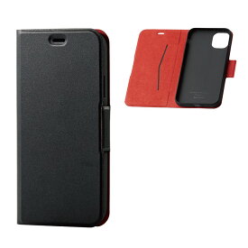 エレコム iPhone11 ケース カバー 手帳 フラップ マグネット カード 収納 スタンド 薄型 スリム ブラック PM-A19CPLFUBK