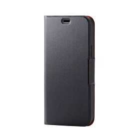 エレコム iPhone12 iPhone12 Pro ケース カバー 手帳 フラップ レザー 薄型 スリム カード マグネット スタンド 軽い シンプル ビジネス ブラック PM-A20BPLFUBK