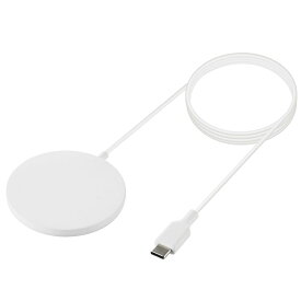 エレコム ワイヤレス充電器 7.5W マグネット内蔵 卓上 ケーブル一体型 iPhone Airpods 1m ホワイト W-MA02WH