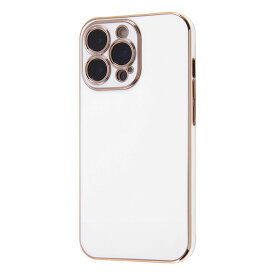 iPhone 13 Pro ケース ホワイト ピンクゴールド TPUソフトカバー メタリックフレーム カメラ周り保護 かわいい 可愛い おしゃれ オシャレ シンプル イングレム