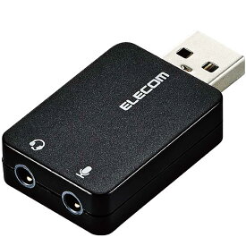 エレコム オーディオ変換アダプタ USB-φ3.5mm オーディオ出力 マイク入力 直挿し コンパクト ブラック ELECOM
