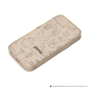 iPhone 13mini ケース トムとジェリー モカ 手帳型 カバー MIL規格 マグネット クリア 透明 カードポケット かわいい 可愛い おしゃれ オシャレ キャラ PGA