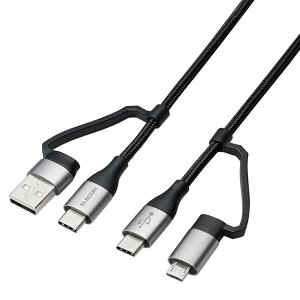 GR 4in1 [dP[u USB Type C + USB A to USB Type C + microUSB PD 60WΉ P[u 2m iPad Macbook Chromebook Android [d ubN ELECOM