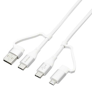 GR 4in1 [dP[u USB Type C + USB A to USB Type C + microUSB PD 60WΉ P[u 2m iPad Macbook Chromebook Android [d zCg ELECOM