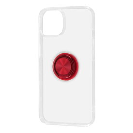 iPhone 14 iPhone 13 クリア スマホ ケース カバー リング 付 TPU ソフト クリア レッド スマホリング 透明 傷に強い 耐衝撃 頑丈 丈夫 ストラップホール 付 手に馴染み持ちやすい