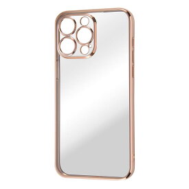 iPhone 14 Pro Max クリア スマホ ケース カバー カメラ カバー ピンク ゴールド 透明 保護 レンズ 耐衝撃 頑丈 傷に強い ストラップホール 付 メタリック 無地 シンプル