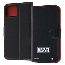 iPhone 14 iPhone 13 手帳型 スマホ ケース カバー マーベル ロゴ Marvel 耐衝撃 頑丈 マグネット 磁石 カード 収納 ポケット ストラップホール 付 スタンド 機能