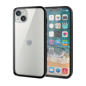 エレコム iPhone 14 Plus ケース カバー ハイブリッド 360度全面保護 耐衝撃 カメラ周り保護 背面ガラスクリア ガラスフィルム付 硬度10H ブラック ELECOM