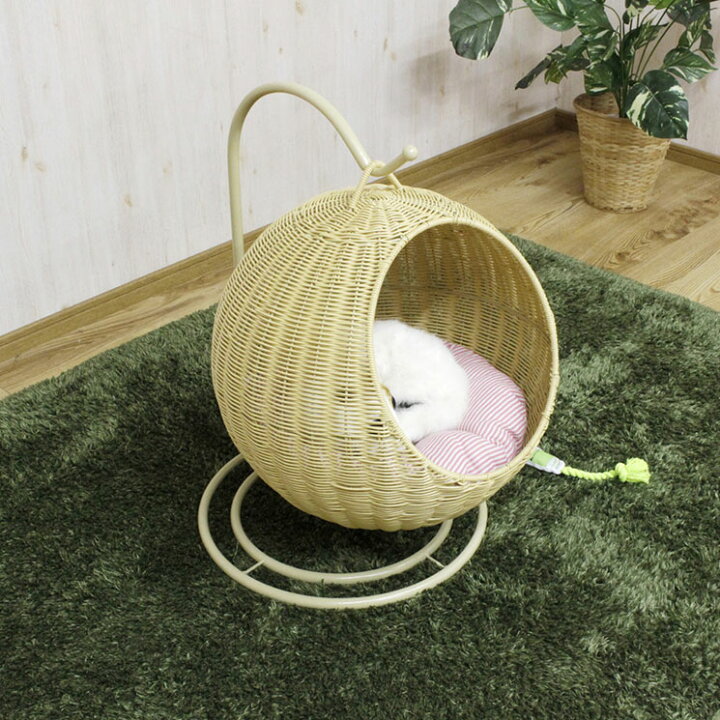 楽天市場】ペット用 ハンギングチェア ドーム 丸型 ラタン ナチュラル 
