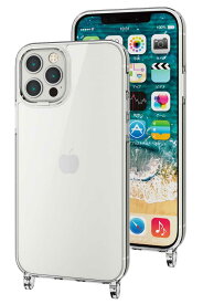 エレコム iPhone 12 Pro / 12 用 ケース ハイブリッド カバー 衝撃吸収 カメラレンズ保護設計 ワイヤレス充電可 ショルダーストラップホール付 クリア