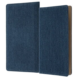 多機種対応 手帳型 スマホケース デニム ブルー Lサイズ 藍染 ジーンズ 生地 シンプル おしゃれ かわいい カード ポケット 収納 取り外し可能 手帳 汎用