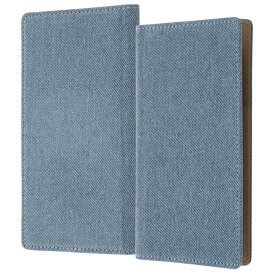 多機種対応 手帳型 スマホケース デニム ライト ブルー Lサイズ 藍染 ジーンズ 生地 シンプル おしゃれ かわいい カード ポケット 収納 取り外し可能 手帳 汎用