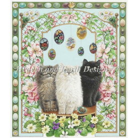 クロスステッチ キット 上級者 全面刺し 猫 Heaven And Earth Designs(HAED) - Easter With Annes Kittens