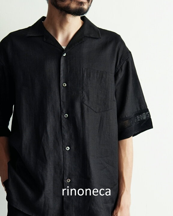 楽天市場】リノネカ rinoneca リネン メッシュ オープンカラー シャツ 