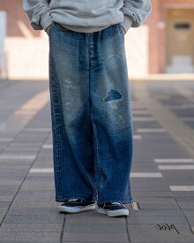 【SALE！40%OFF】トルク TOLQ ニット デニムパンツ メンズ Knit Denim Pants ニットパンツ ワイド ストレート イージーパンツ スウェット 25-2303 0825 xp20