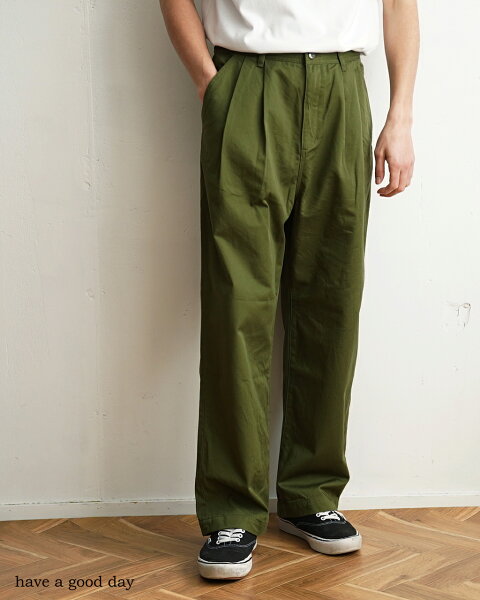 【アウトレット！30%OFF】ハブアグッドデイ have a good day タック チノ パンツ メンズ レディース TAC CHINO PANTS HGD-044 ミリタリー ワイド テーパード チノ オールシーズン 0124【レビュー企画対象】