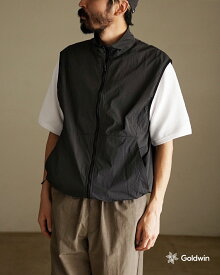 ゴールドウイン Goldwin ドープダイ リップストップ ウィンド ベスト メンズ Dope Dyed Rip-stop Wind Vest GL15331 スタンドカラー ジレ 撥水 セットアップ対応 0303