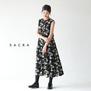 【ポイント最大48倍】サクラ/SACRA フラワープリント ノースリーブワンピース 花柄ワンピース ワンピ レディース 2019秋冬 ノースリーワンピース 119502042 【送料無料】0717