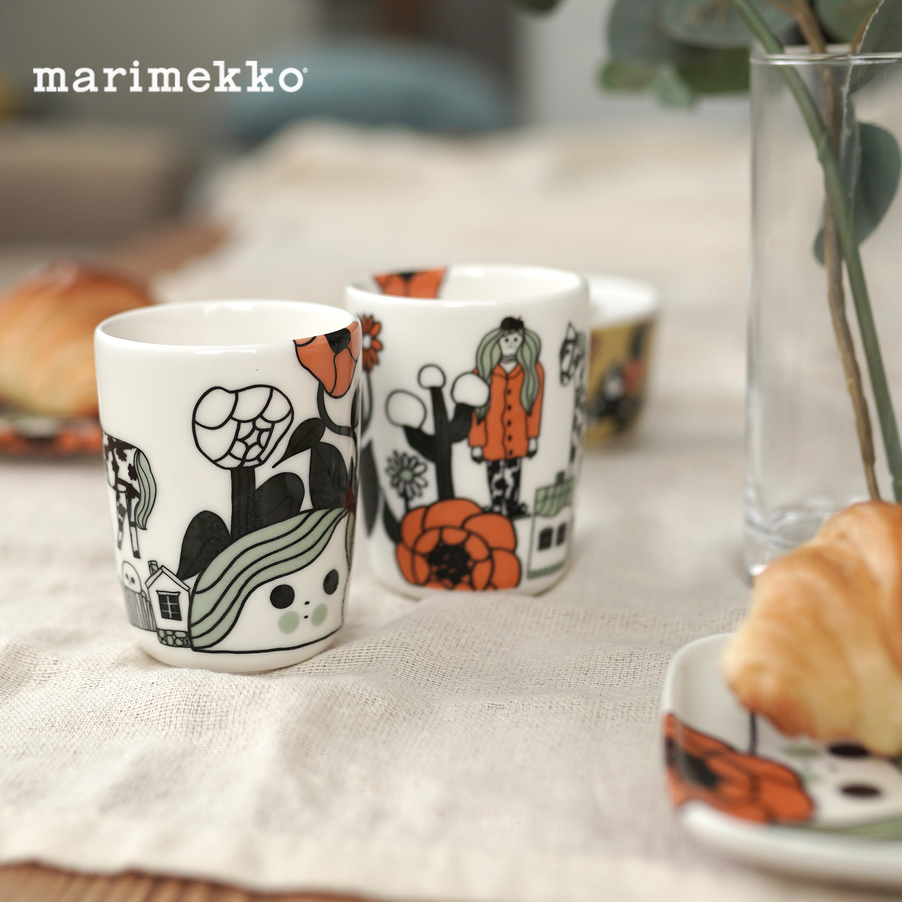マリメッコ marimekko 日本限定 2個セット COFFEE CUP 1.8DL 2PCS コーヒーカップ( ハンドルなし) Marikyla  マリキュラ 52219-4-71102 0822 | Crouka／クローカ