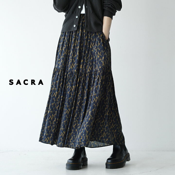 楽天市場】サクラ SACRA レオパード ティアード スカート レディース  
