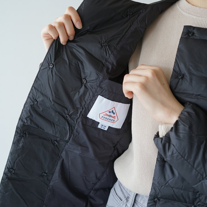PYRENEX COCOON ピレネックスコクーンノーカラーブラック36 - ダウン 