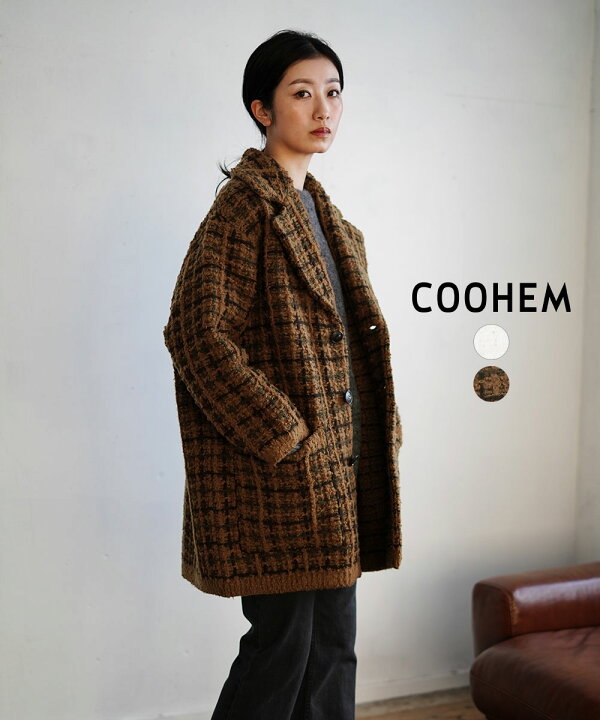 楽天市場】コーヘン COOHEM テディ チェック ツイード コート TEDDY  