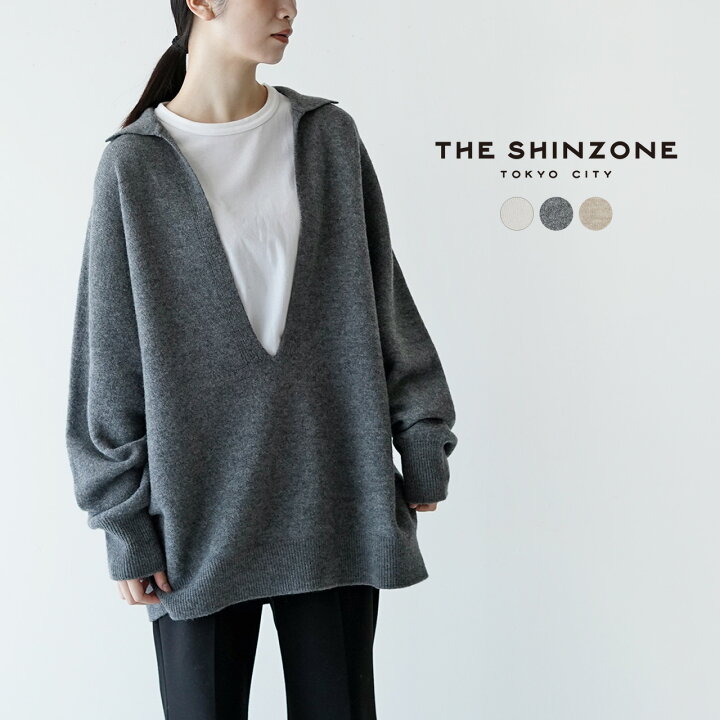 THE SHINZONE ダークグレー Vネック 長袖ニット｜長袖