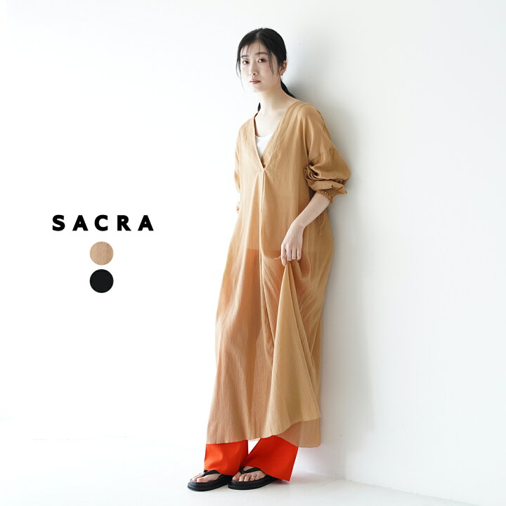 楽天市場 サクラ Sacra ピュアコットンクレープワンピース Pure Cotton Crepe Op Vネック バックコンシャス バックシャン レディース 22春夏 送料無料 0310 Crouka クローカ
