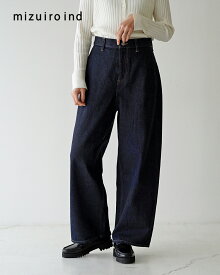 ミズイロインド mizuiro ind ハイウエスト ワイド デニム high waist wide denim パンツ 紺 レディース 1-260030【送料無料】0201