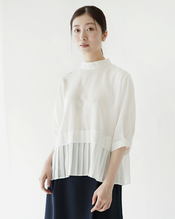 楽天市場】ホワイト WHYTO. ヘムプリーツ ブラウス Hem Pleats Blouse 