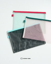 パピエ ティグル PAPIER TIGRE メッシュポーチ Lサイズ レディース メンズ POKET ポケット 小物入れ A4サイズ収納 バイカラー ギフト ptpocl-001 ptpocl-002 ptpocl-003 ギフト0729