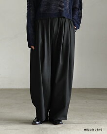 ミズイロインド mizuiro ind ワイド タック パンツ レディース wide tuck PT イージーパンツ テーパード ウエストゴム 3-260082 0909 xp20