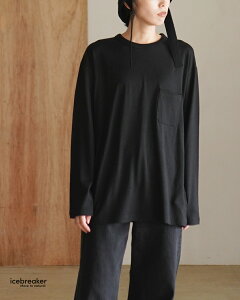 �ySALE�I20%OFF�z�A�C�X�u���[�J�[ icebreaker U �����m�E�[�� ����T�V���c ���f�B�[�X �����Y U Merino 150 LS Pocket Tee �J�b�g�\�[ �N���[�l�b�N �v���I�[�o�[ IB0A57DB �����m�E�[�� ���� �h�L �ϋv�� �x