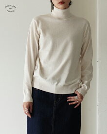 ヌーヴェルドゥパラディ Nouvelles du paradis ムーコットン タートルネック カットソー レディース PK23301-WA 起毛コットン 保温性 リラックスフィット レイヤード 上品ニット 体型カバー 差し色 着回し ハイネック 0918