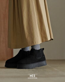 メイ MEI スエードライク サイドゴアブーツ レディース SUEDE LIKE SIDE GORE 厚底 プラットフォーム ショートブーツ シューズ 靴 MEI-SHL-253010 スエード調 ムートン サイドゴア ファーブーツ 厚底 防寒 1017 xp20