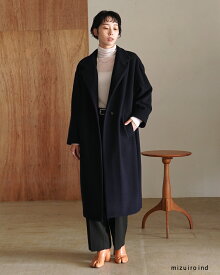 【最大15%OFFクーポン対象】ミズイロインド mizuiro ind ウール ブレンド スタンドカラー コート レディース wool blend stand collar coat 3-270051 1014 cpn1015