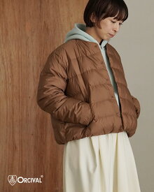 【SALE！20%OFF】オーシバル オーチバル ORCIVAL ポリエステルタフタ ラウンドネック クルーネック ノーカラージャケット ダウン クロップド丈 ショート丈 インナーダウン ブルゾン レディース Polyester Taffeta Round Neck Blouson OR-A0603 DPR