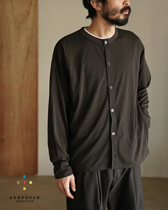 ストレッチ アクシーズクイン モディファイド AXESQUIN modified QDクルーカーディガン メンズ QD CREW CARDIGAN 321134 速乾 軽量 ストレッチ 冷房対策 羽織 ボタンカーディガン 機能性素材 耐久性 洗っても吸水性をキープ 1225 pr30