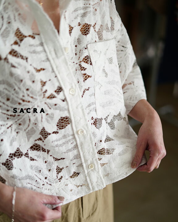 楽天市場】サクラ SACRA リーフ ラッセル レース クロップド シャツ 