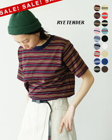 【アウトレット！30%OFF】ライテンダー RYE TENDER【Crouka別注】半袖ニット Tシャツ レディース メンズ CENTRE TEE クルーネック カットソー ソリッド ボーダー ブラック ホワイト イエロー ブルー ブラウン ゆったり コットン サステナブル 010012500 0401 xp20