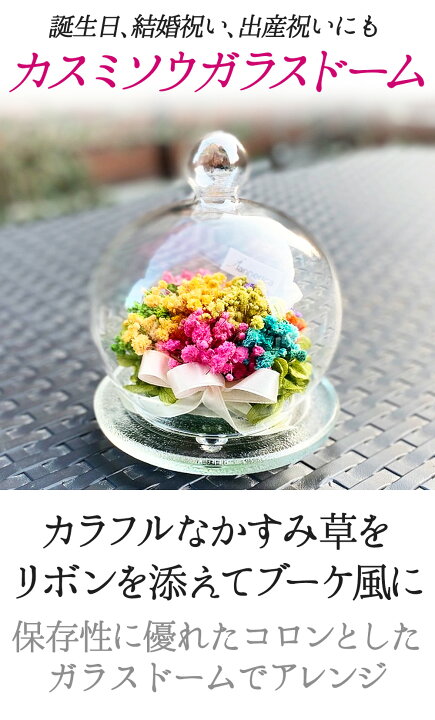楽天市場】平日15時迄当日発送 プリザーブドフラワーカスミソウ ガラス 