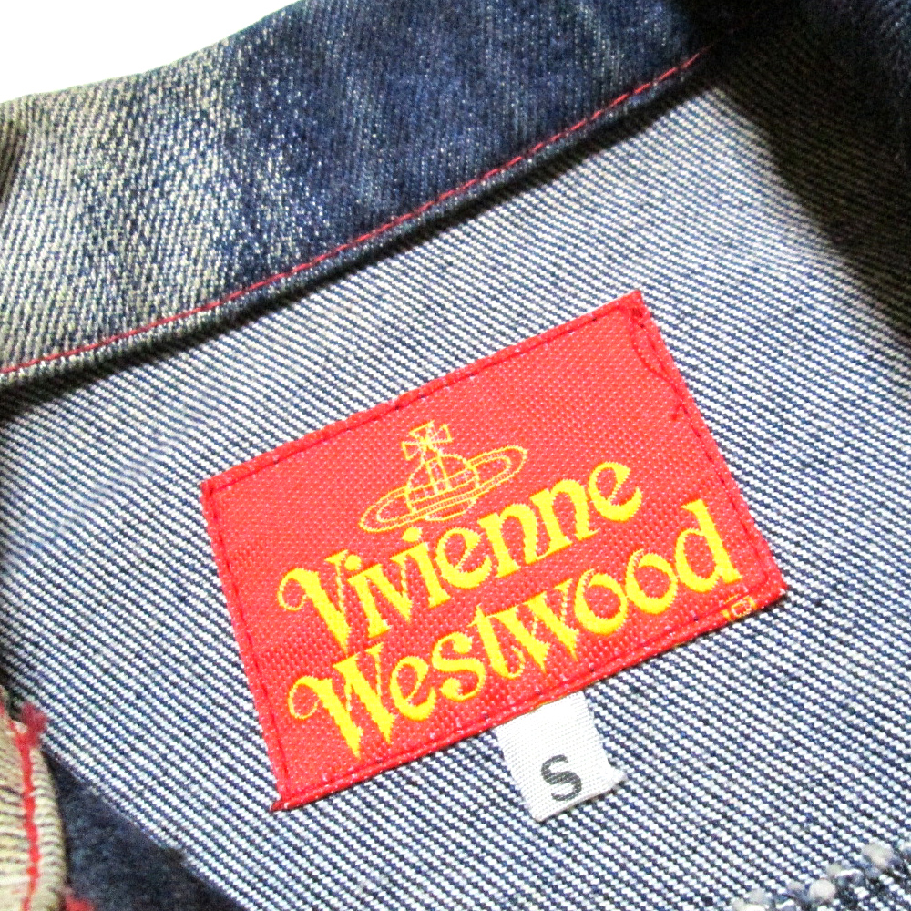 90' Vintage Vivienne Westwood ヴィンテージ オールド ヴィヴィアンウエストウッド 「S」 マレーネ  ディートリッヒデニムジャケット (インディゴ ジージャン ジーパン オーブボタン ORB) 107304 【中古】 | CROWN STORE