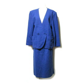 CACHAREL キャシャレル マオカラーセットアップスーツ (紺 ネイビー レトロ スカート) 110532 【中古】