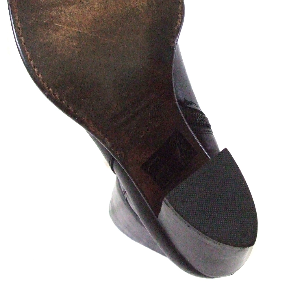 激安通販販売 3980以上購入で 送料無料 Antonio Ebou アントニオ エブー イタリア製 レザーヒールブーツ 黒 シューズ 中古 ブラック 靴