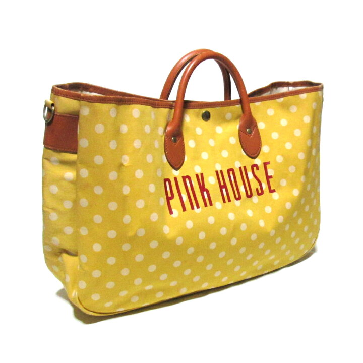 楽天市場 Vintage Pink House ヴィンテージ ピンクハウス レザー ドットトートバッグ 鞄 黄色 水玉 1274 中古 Crown Store
